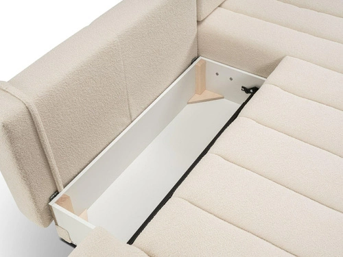 Rohová sedací souprava s rozkladem Hobro bílá moderní do obýváku pravá s úložným prostorem