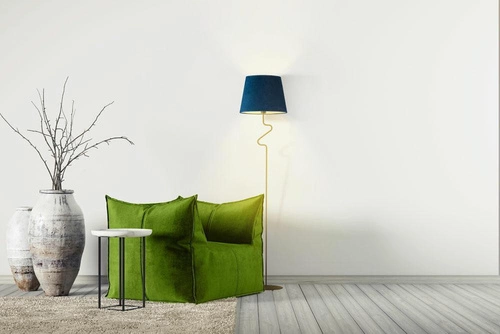 Stojací lampa do obýváku FOGO zelený samet moderní s látkovým stínidlem glamour Lysne