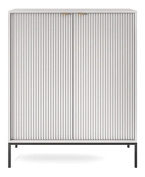 Vysoká šedá komoda s drážkováním 125 cm moderní na nožkách do obývacího pokoje Intesi