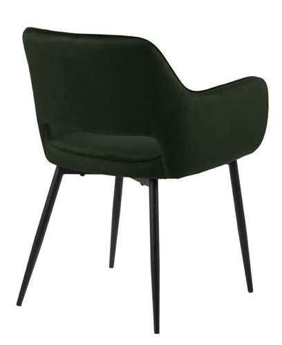 Čalouněná jídelní židle Ranja Actona glamour zelená s područkami na černých nohách