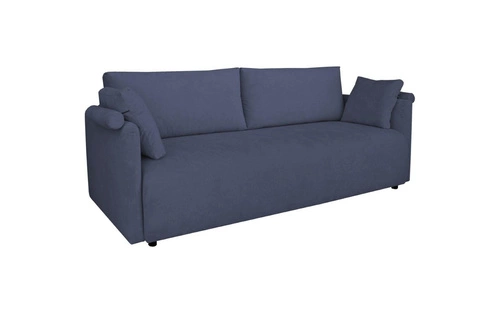 Rozkládací sametová pohovka Mondel tmavě modrá s úložným prostorem pro 3 osoby do obýváku na spaní