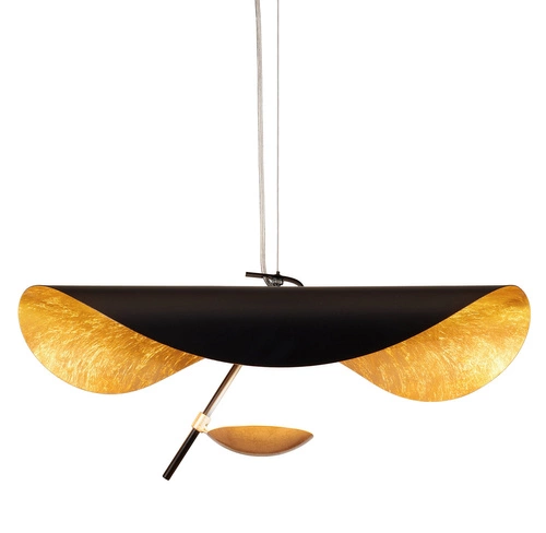 Závěsné svítidlo ENIGMA LED černo-zlaté 60 cm moderní do obýváku a nad stůl