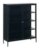 Vitrína Carmel černá kovová loftová do obýváku na knihy a alkohol