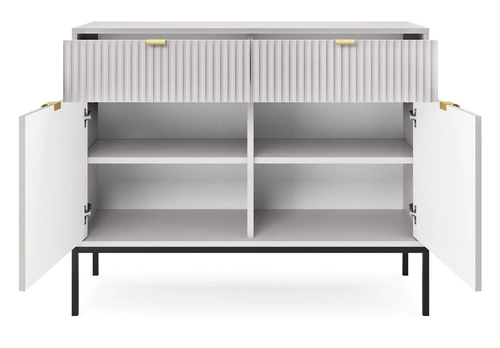 Moderní šedá komoda Delicious s drážkováním a zásuvkami 104 cm do obýváku