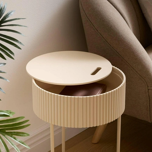 Konferenční stolek Juna kulatý 33 cm béžový moderní do obývacího pokoje