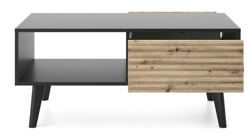 Konferenční stolek Tanga obdélníkový černý se zásuvkou moderní industriální do obýváku Intesi