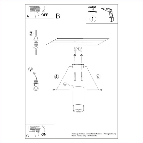 Stropní svítidlo NERO 12,5 černé zlaté moderní do obývacího pokoje a ložnice SOLLUX