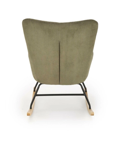 Houpací křeslo Donelia olivový manšestr s područkami do moderního obýváku