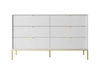 Komoda Delicious bílá s drážkovanými zásuvkami glamour na zlatých nohách do obýváku 154 cm