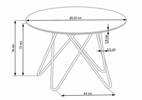 Jídelní kulatý stůl Cristallo 120 cm moderní šedý mramor glamour zlaté nohy