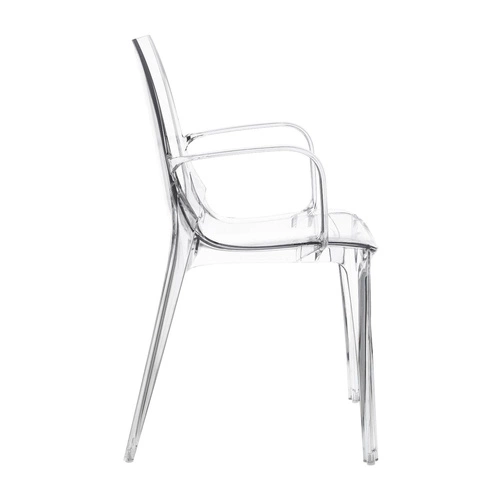 Moderní průhledná jídelní židle s područkami, stohovatelná SCAB Design Vanity