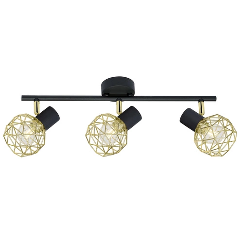 Moderní stropní lampa Acrobat černá zlatá nastavitelná 3-bodová do obýváku a jídelny