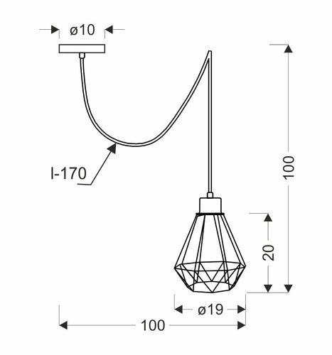 Primo p závěsná lampa černá+zlatá 1x60W E27 stínítko černé