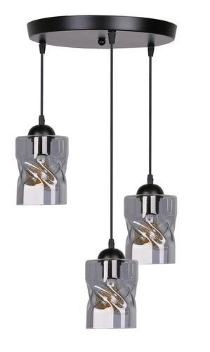 Felis závěsná lampa deska černá 3x60W E27 kouřové stínítko
