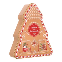 Intesi kovová dekorativní krabička stromek světle hnědá do obýváku 19 cm