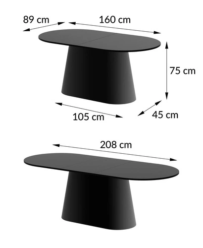 Rozkládací jídelní stůl Bayboro moderní na jedné noze 160 cm