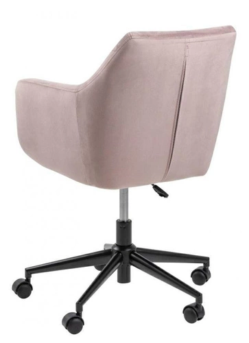 Ergonomická kancelářská židle Nora VIC růžová sametová otočná na kolečkách s područkami k psacímu stolu