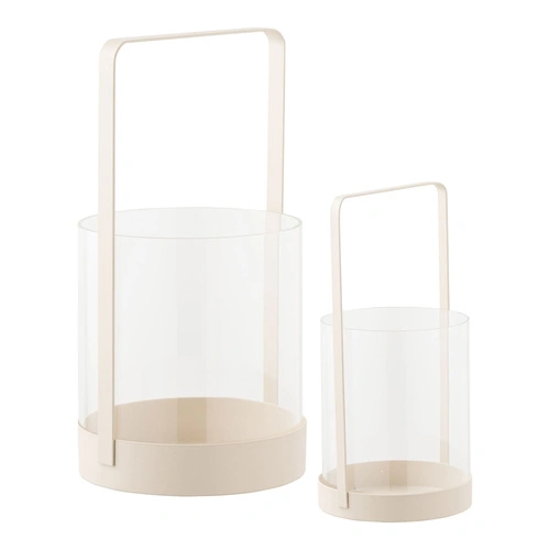 House Nordic Hurricane skleněné béžové svícny sada 2 ks dekorativní do obývacího pokoje