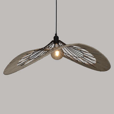 Závěsné svítidlo Caly 75 cm boho černo-přírodní nad stůl do obýváku a jídelny Atmosphera