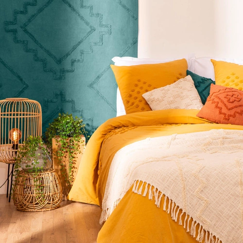 Bavlněný přehoz Shine 130x180 cm béžový boho do ložnice Atmosphera