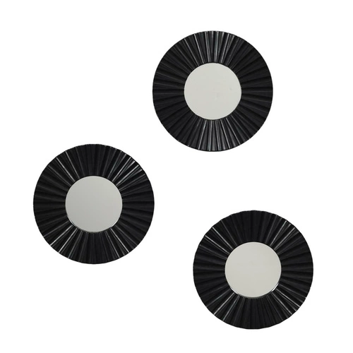 Sada 3 kulatých zrcadel Origami černé dekorativní nástěnné zrcadlo do obýváku