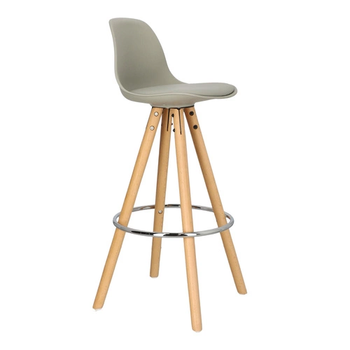 Barová židle Nord šedá s opěrkou do kuchyně a jídelny moderní dřevěná z ekokůže Intesi