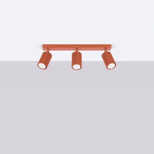 Stropní svítidlo Karbon 3L červené minimalistické hliníkové do obýváku s nastavitelným stínidlem