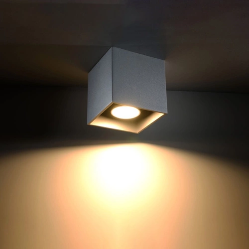 Šedý čtvercový stropní svítidlo QUAD Sollux moderní kovové do obýváku, ložnice a kuchyně