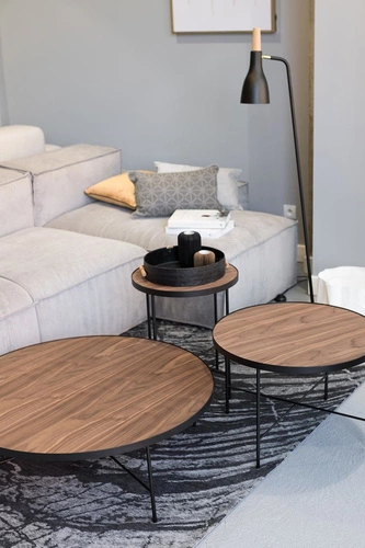 Okrúhlý konferenční stolek TRE 430 americký ořech skandinávský do obýváku NORDIFRA 43 cm