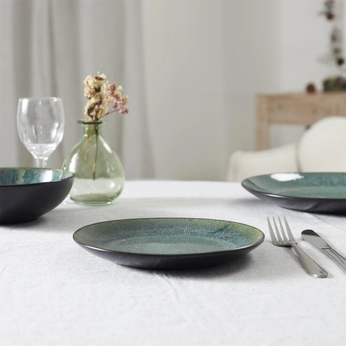 Keramický jídelní talíř Elia 19,5 cm zelený moderní do jídelny Intesi