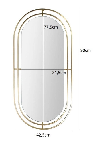 Oválné závěsné zrcadlo Avec zlaté do předsíně a koupelny moderní glamour Intesi