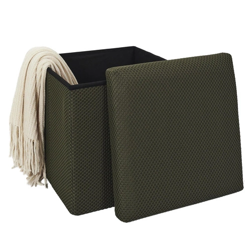 Skládací čtvercová taburetka se schovkou Vels Atom Intesi moderní do předsíně khaki 38x38 cm