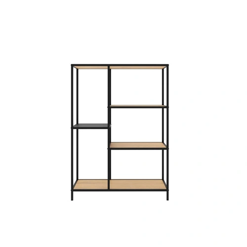 Loftový regál Altino 112 cm dub černý na knihy do obývacího pokoje