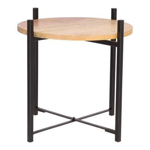 Kulatý konferenční stolek Ragna 42 cm loftový dřevěný s kovovou podstavou do obýváku Intesi