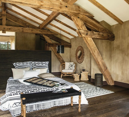 Sada 2 kulatých konferenčních stolků boho Corde z bambusu a konopí do obýváku Atmosphera