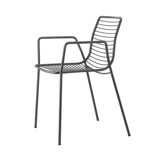Kovová zahradní židle s područkami SCAB Design Summer antracitová moderní stohovatelná