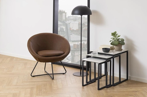 Sada tří konferenčních stolků Katrine bílý mramor čtvercový moderní do obýváku