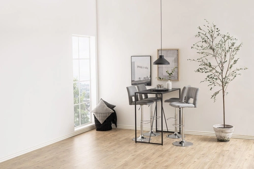 Šedá barová židle Sylvia čalouněná s opěrkou, výškově nastavitelná, otočná, moderní do kuchyně a k ostrůvku Actona