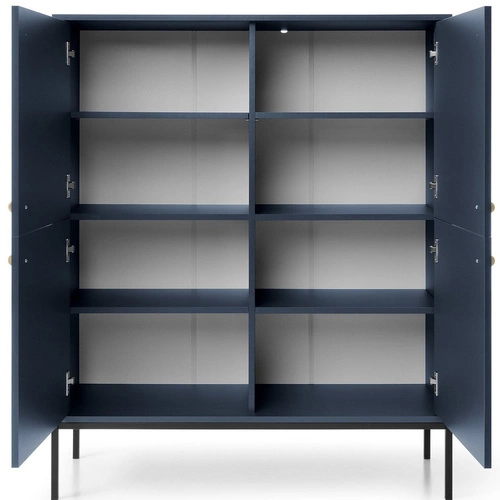 Vysoká komoda Evora v tmavě modré na nožkách moderní do obýváku a ložnice Intesi 104 cm