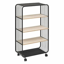 Industriální knihovna na kolečkách Glamm 4úrovňová černá přírodní 5five simply smart