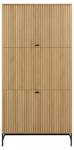 Moderní šatní skříň Albany s drážkovanými dvířky dub přírodní do ložnice nebo šatny