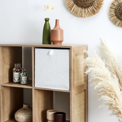 Skládací úložný box 30x30 Boucle Intesi krémový textilní do dětského pokoje