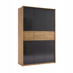 Moderní třídveřová šatní skříň Matle šedý dub s policemi do ložnice a šatny