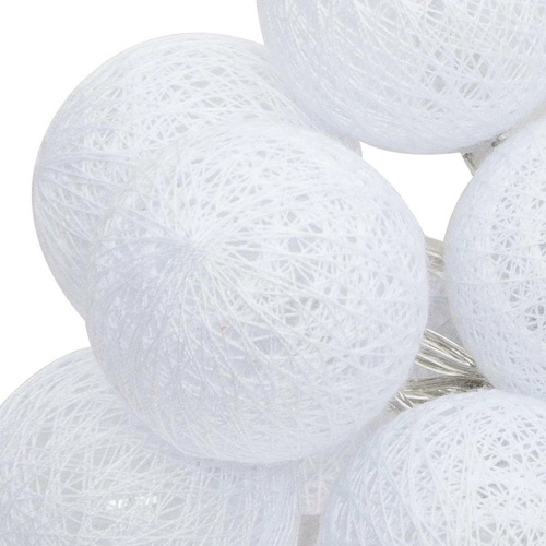 LED světelný řetěz bílé cotton balls Atmosphera na baterie do ložnice a dětského pokoje 255 cm