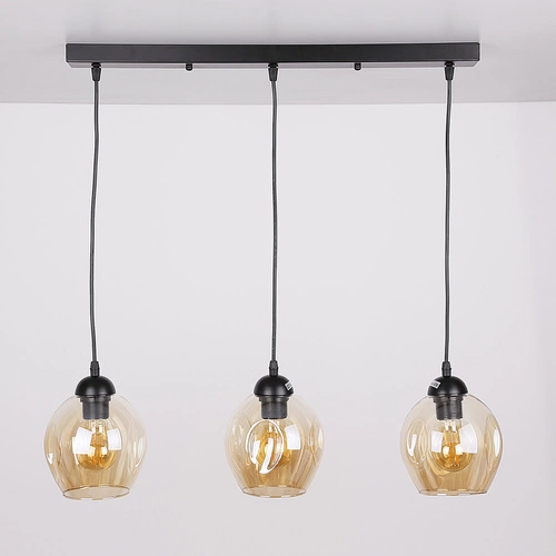 Závěsná lampa Aspa černá 3x40W E27 stínítko hnědé