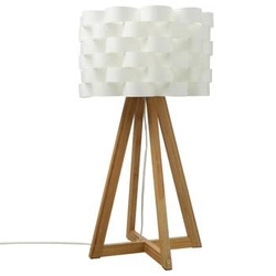 Noční lampička do ložnice Moki bílá bambusová moderní stolní lampa Atmosphera 30,5 cm
