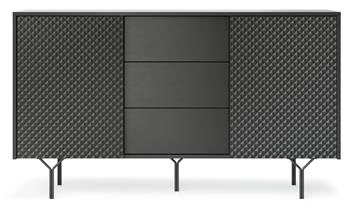 Černá komoda se zásuvkami Navara 144 cm moderní na nožkách do obýváku a ložnice Intesi
