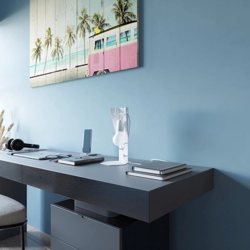 Bílá moderní kovová stolní lampa Arby na psací stůl do ložnice a obýváku Sollux