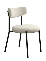 Čalouněná židle Ligi bílá teddy do jídelny a kuchyně moderní na černých nohách