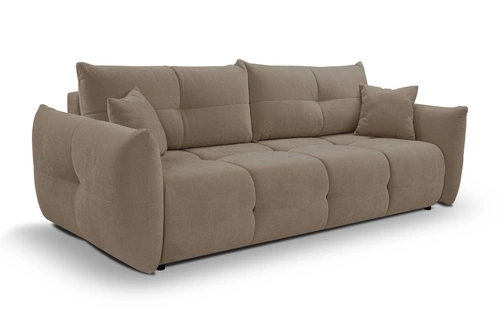 Rozkládací trojmístná pohovka Bode s úložným prostorem a funkcí spaní hnědá do obýváku